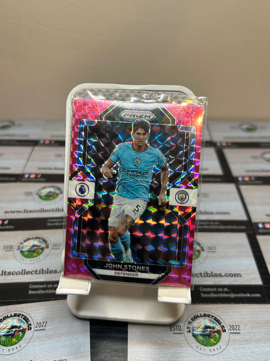 John Stones -Manchester City- Pink Mosaic Panini Prizm Premier League 22-23